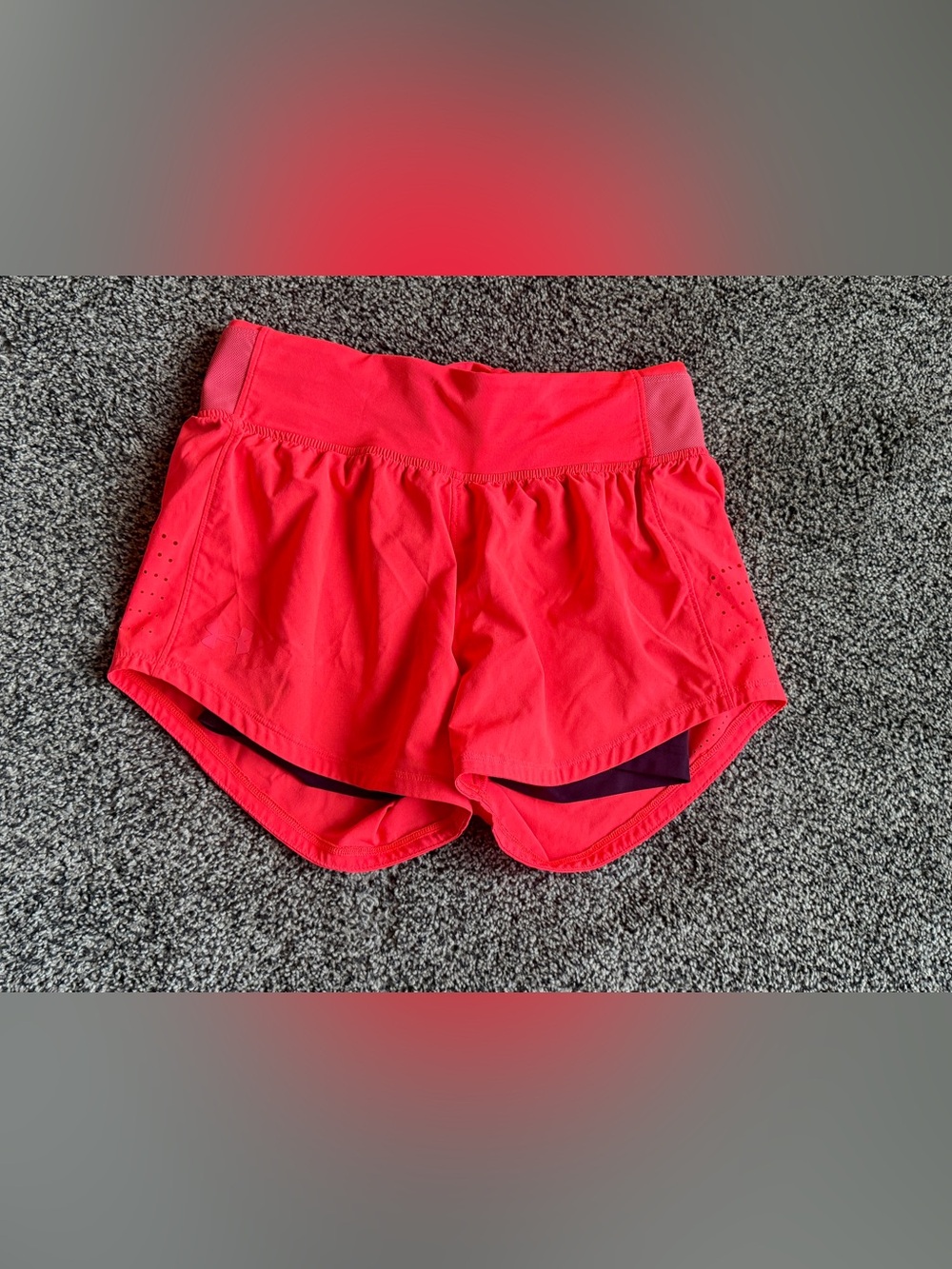 Under Armour Women's Neon Orange Athletic Shorts with Speed Pocket